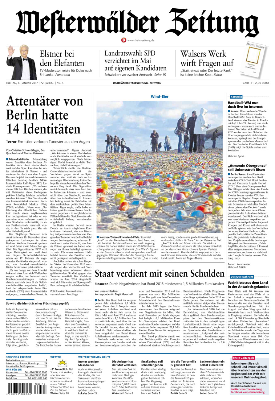 Westerwälder Zeitung vom Freitag, 06.01.2017