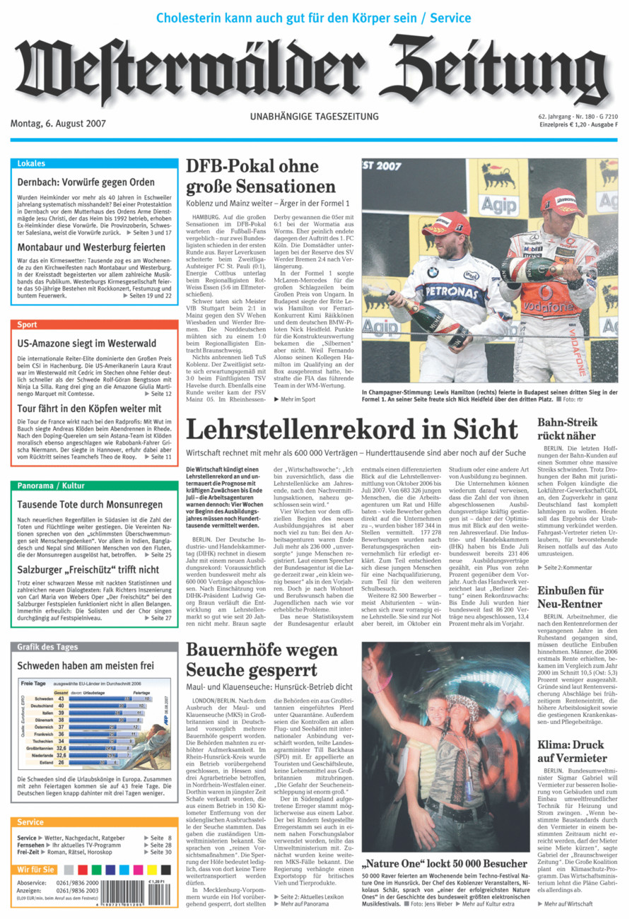 Westerwälder Zeitung vom Montag, 06.08.2007