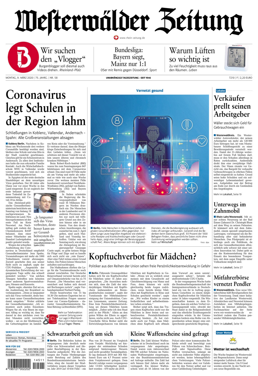 Westerwälder Zeitung vom Montag, 09.03.2020