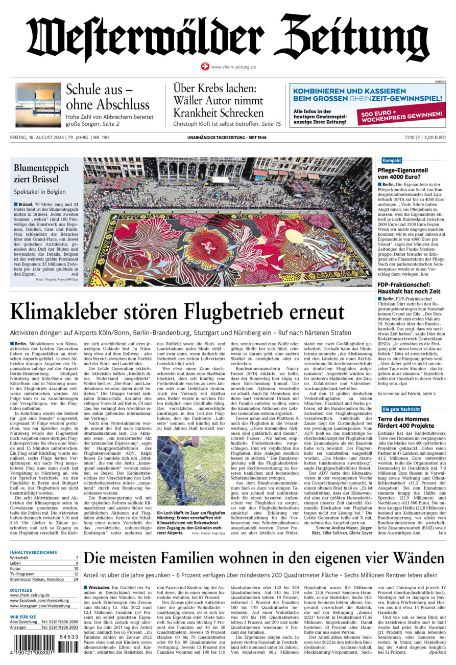 Westerwälder Zeitung vom Freitag, 16.08.2024