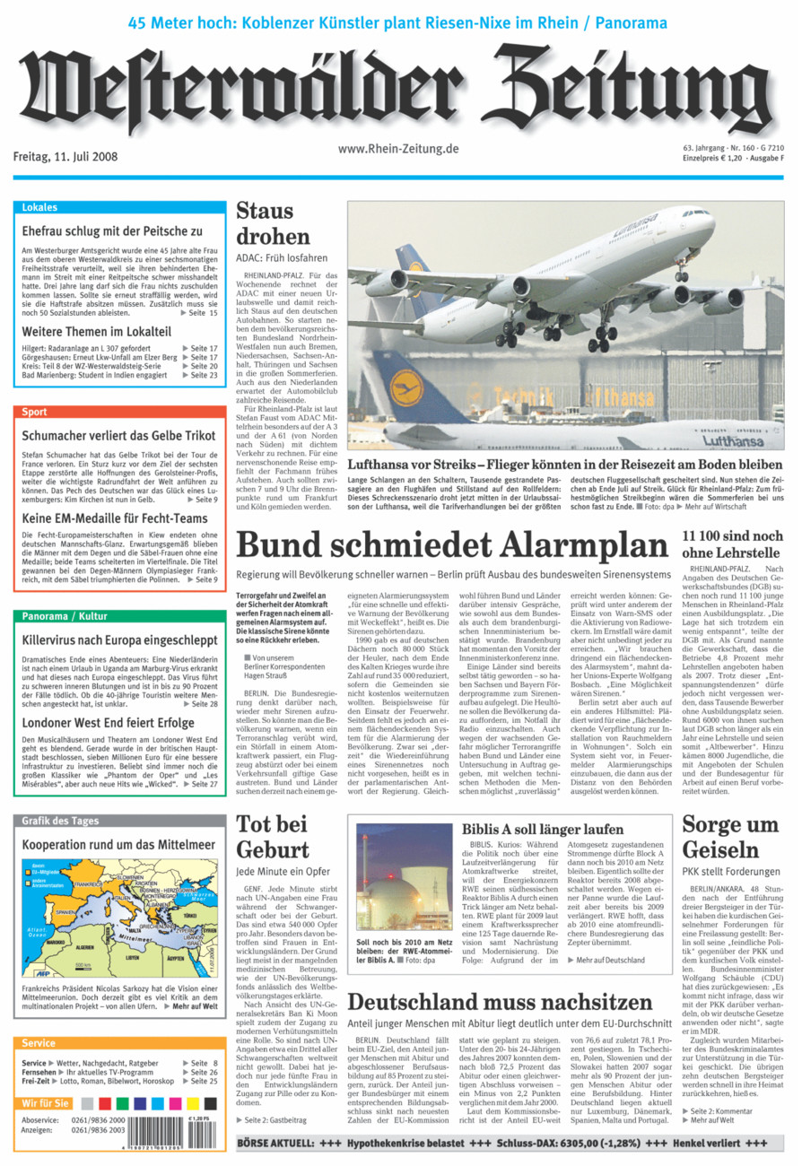 Westerwälder Zeitung vom Freitag, 11.07.2008