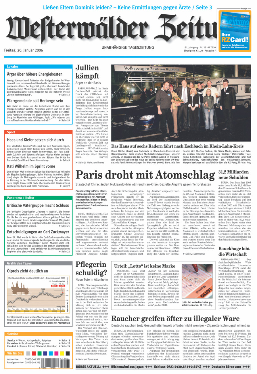 Westerwälder Zeitung vom Freitag, 20.01.2006