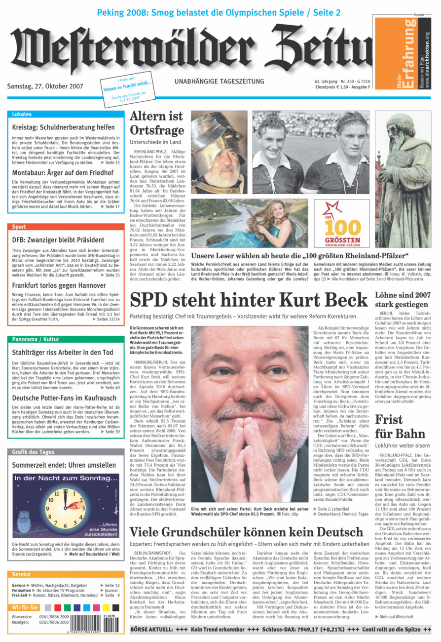 Westerwälder Zeitung vom Samstag, 27.10.2007