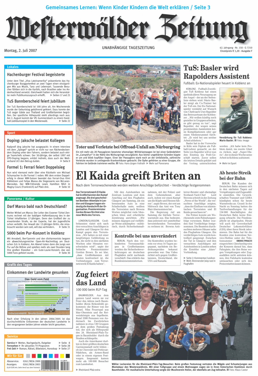 Westerwälder Zeitung vom Montag, 02.07.2007