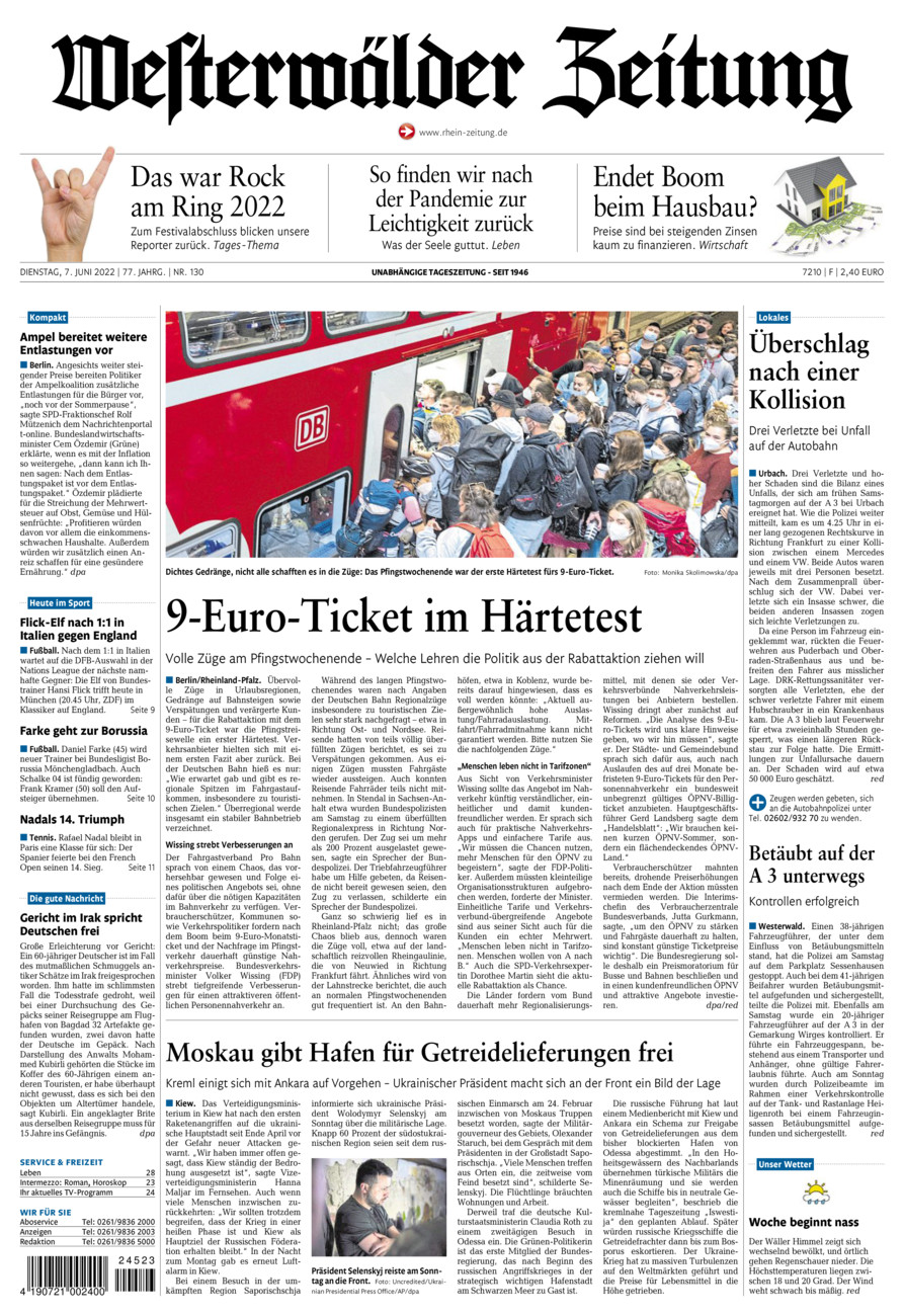Westerwälder Zeitung vom Dienstag, 07.06.2022