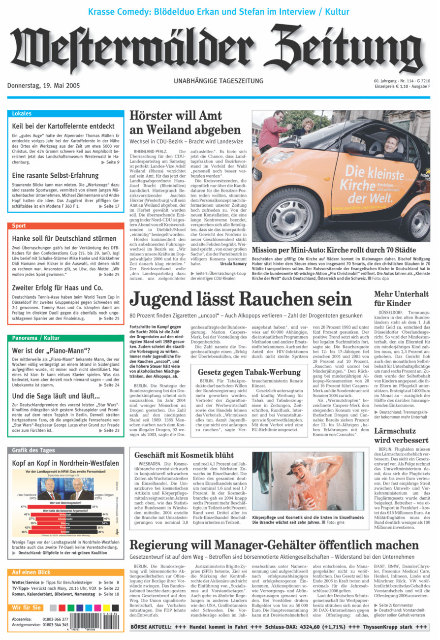 Westerwälder Zeitung vom Donnerstag, 19.05.2005