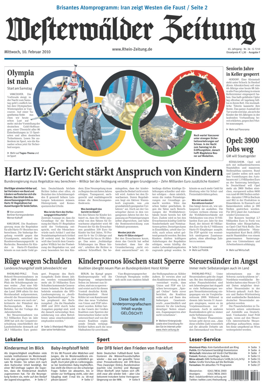 Westerwälder Zeitung vom Mittwoch, 10.02.2010