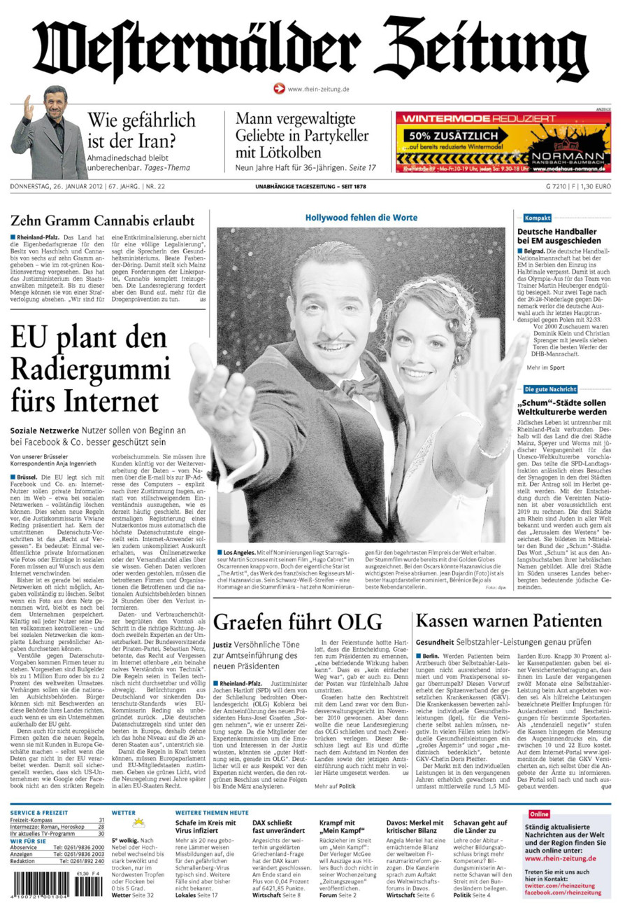 Westerwälder Zeitung vom Donnerstag, 26.01.2012