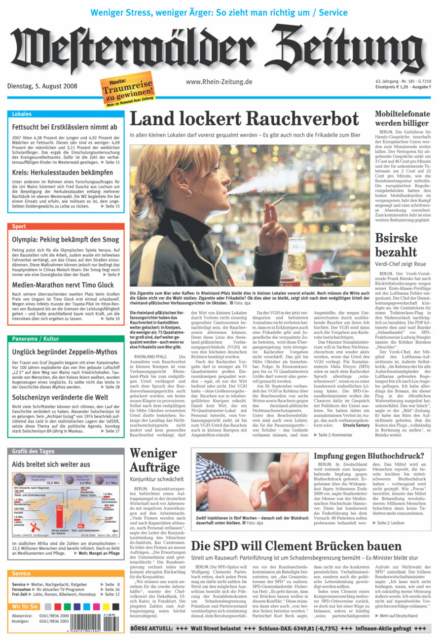 Westerwälder Zeitung vom Dienstag, 05.08.2008