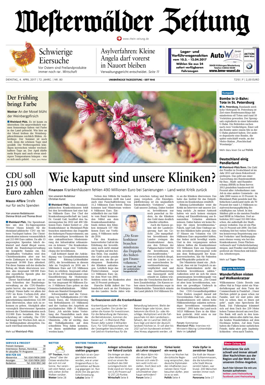 Westerwälder Zeitung vom Dienstag, 04.04.2017