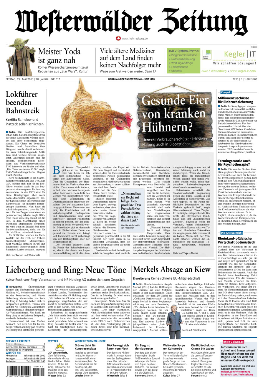 Westerwälder Zeitung vom Freitag, 22.05.2015