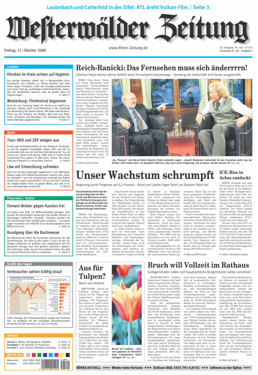 Westerwälder Zeitung vom Freitag, 17.10.2008