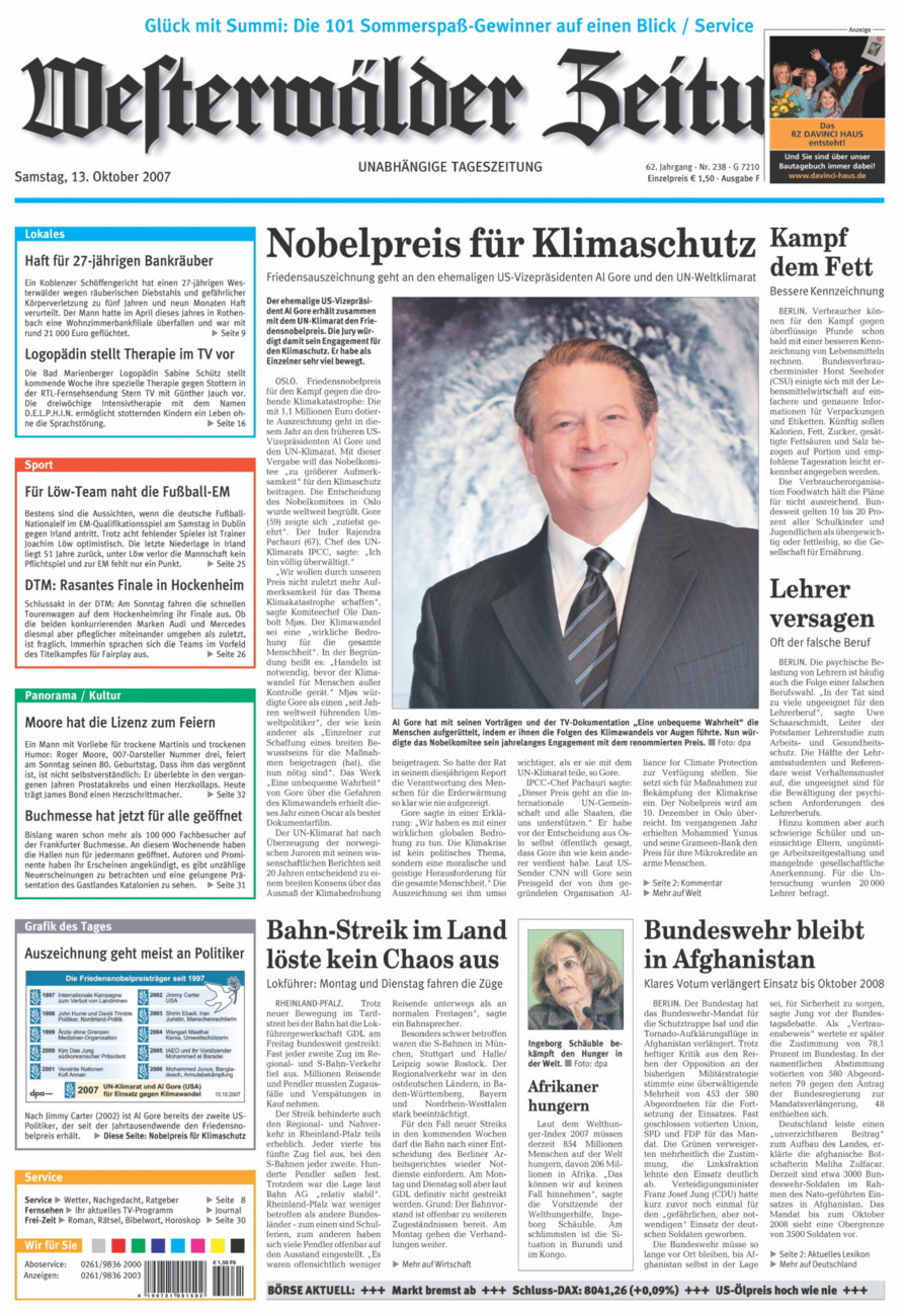 Westerwälder Zeitung vom Samstag, 13.10.2007