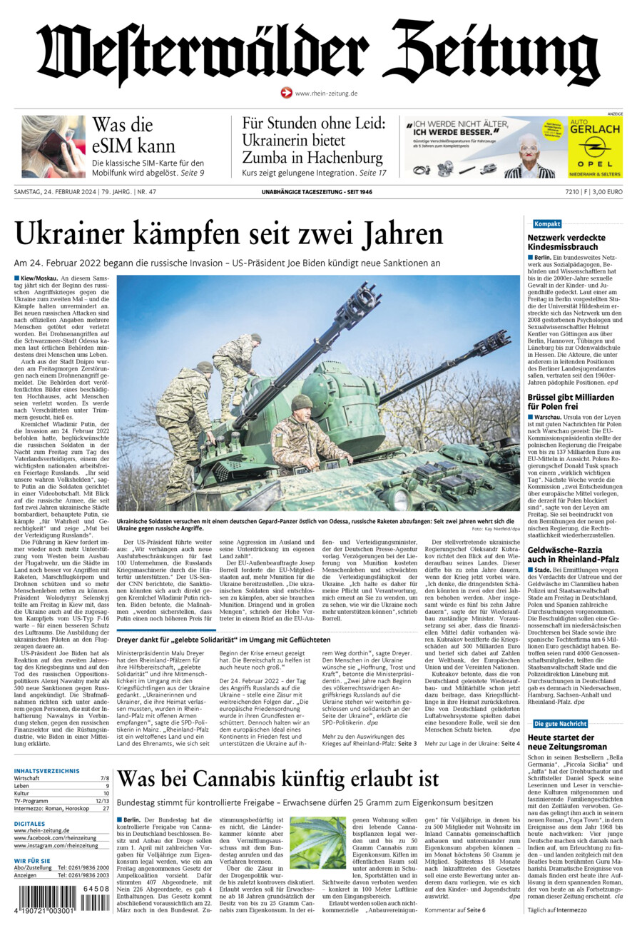 Westerwälder Zeitung vom Samstag, 24.02.2024