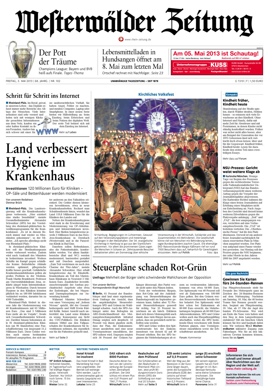 Westerwälder Zeitung vom Freitag, 03.05.2013