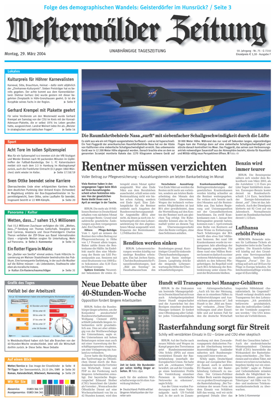 Westerwälder Zeitung vom Montag, 29.03.2004