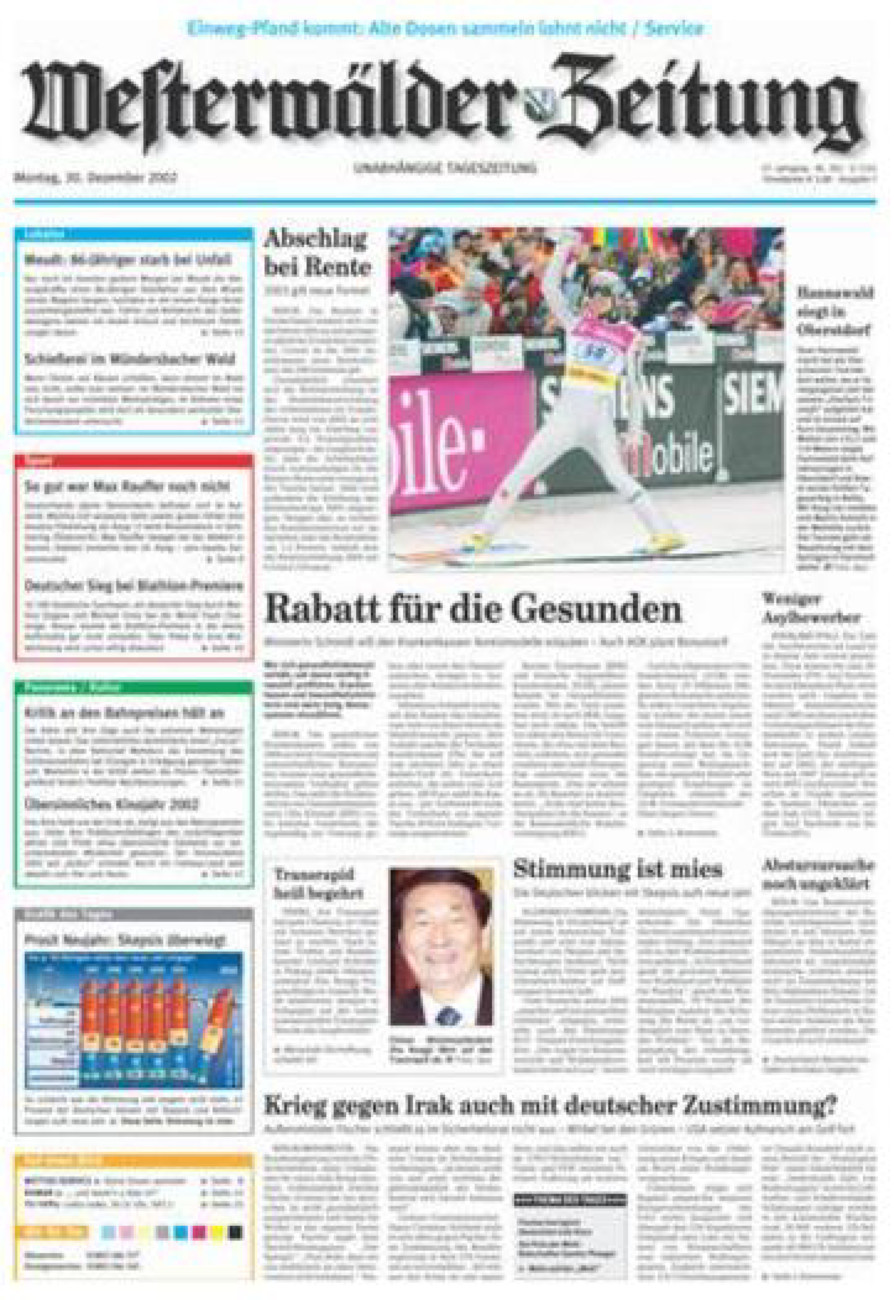 Westerwälder Zeitung vom Montag, 30.12.2002