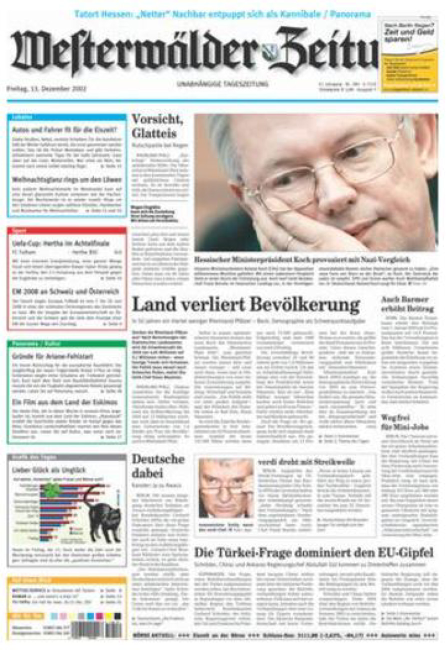 Westerwälder Zeitung vom Freitag, 13.12.2002