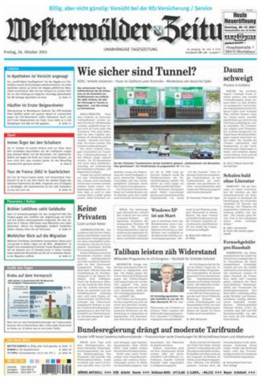Westerwälder Zeitung vom Freitag, 26.10.2001