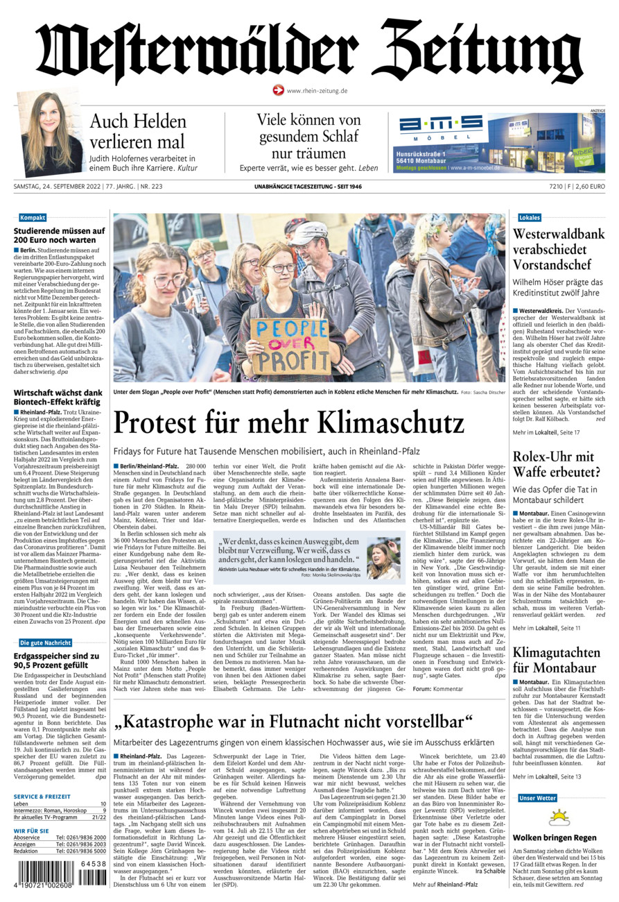 Westerwälder Zeitung vom Samstag, 24.09.2022