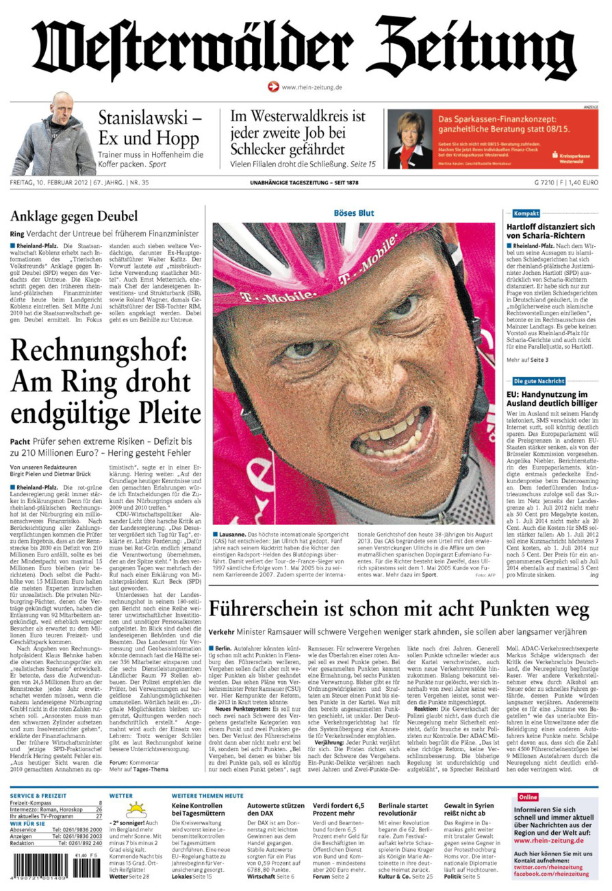 Westerwälder Zeitung vom Freitag, 10.02.2012