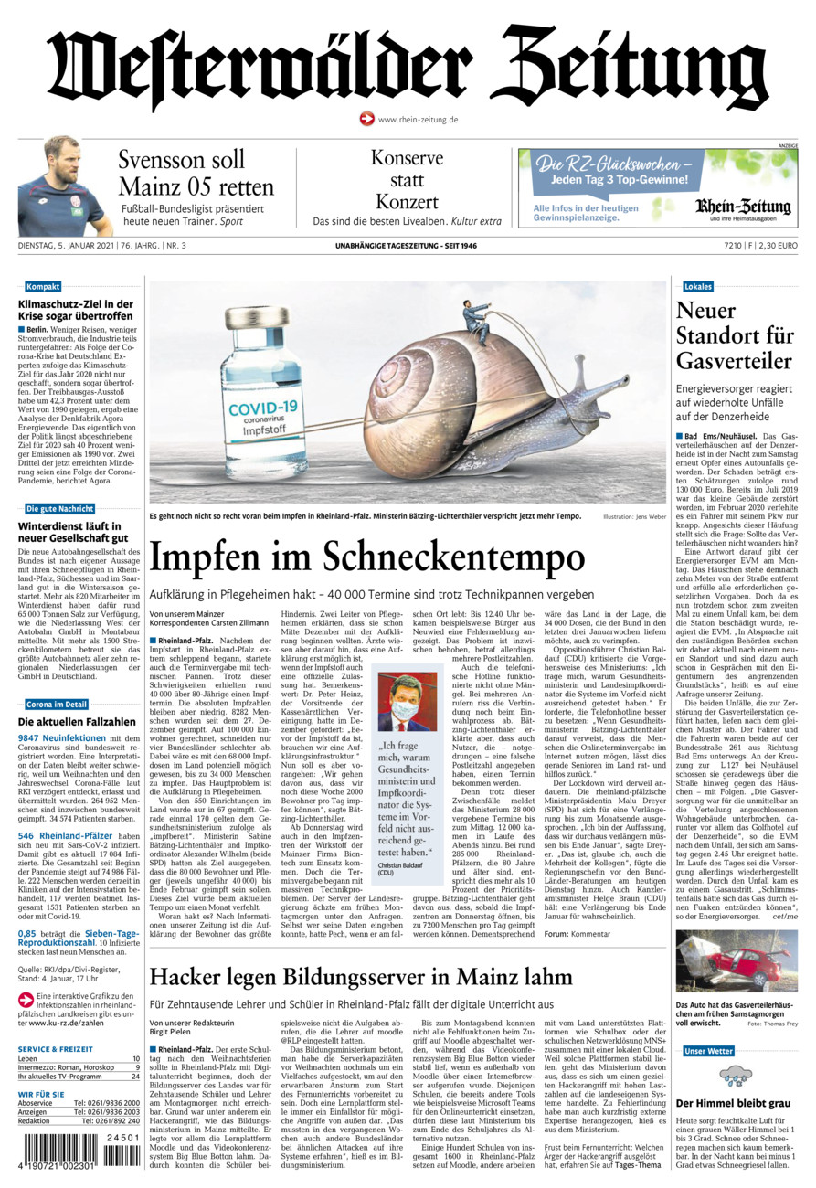 Westerwälder Zeitung vom Dienstag, 05.01.2021