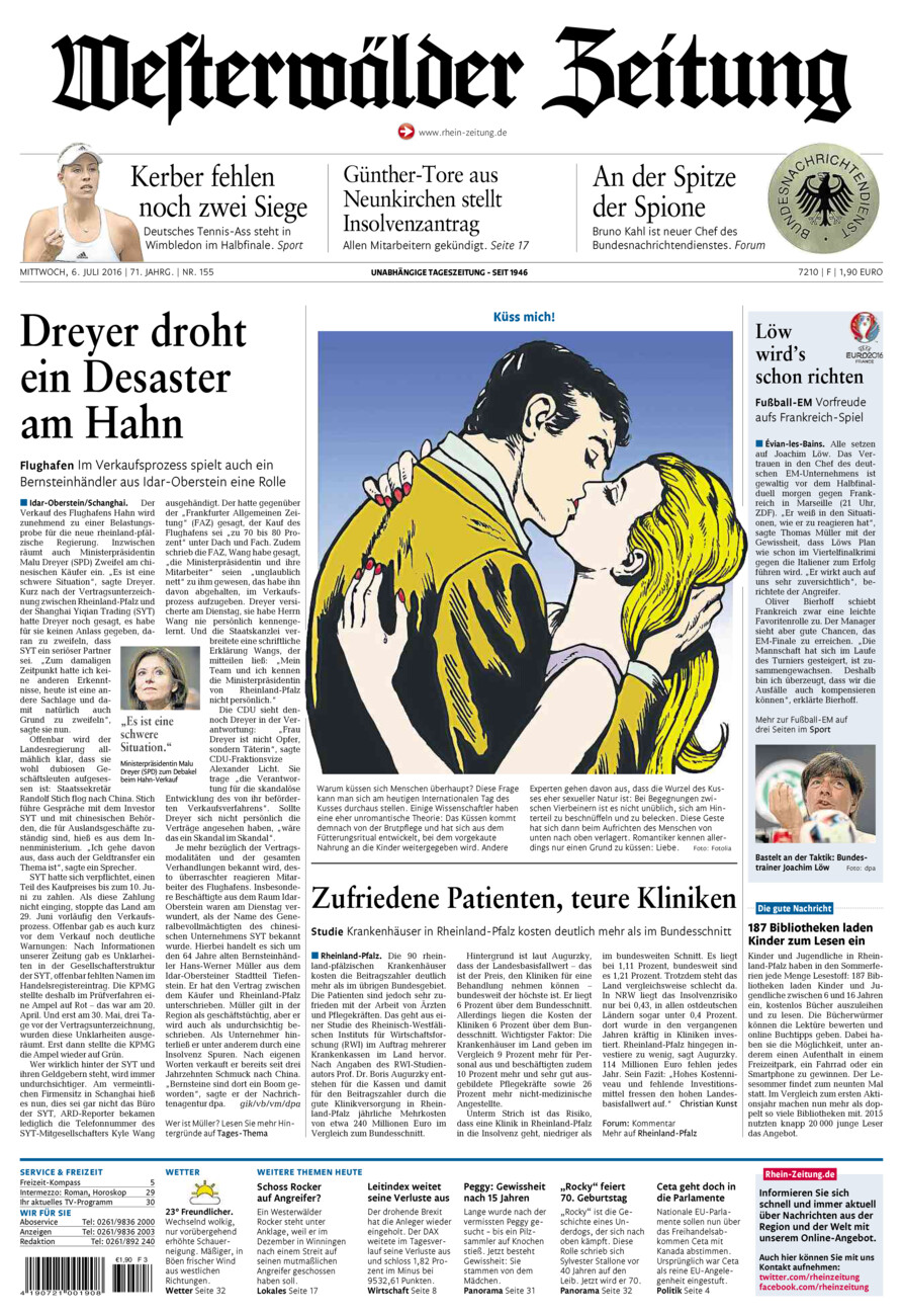 Westerwälder Zeitung vom Mittwoch, 06.07.2016