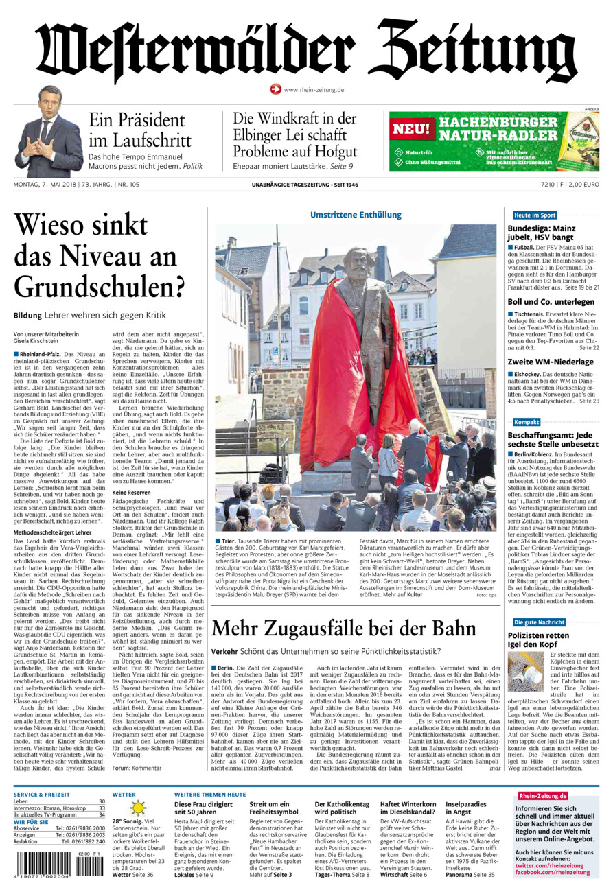 Westerwälder Zeitung vom Montag, 07.05.2018