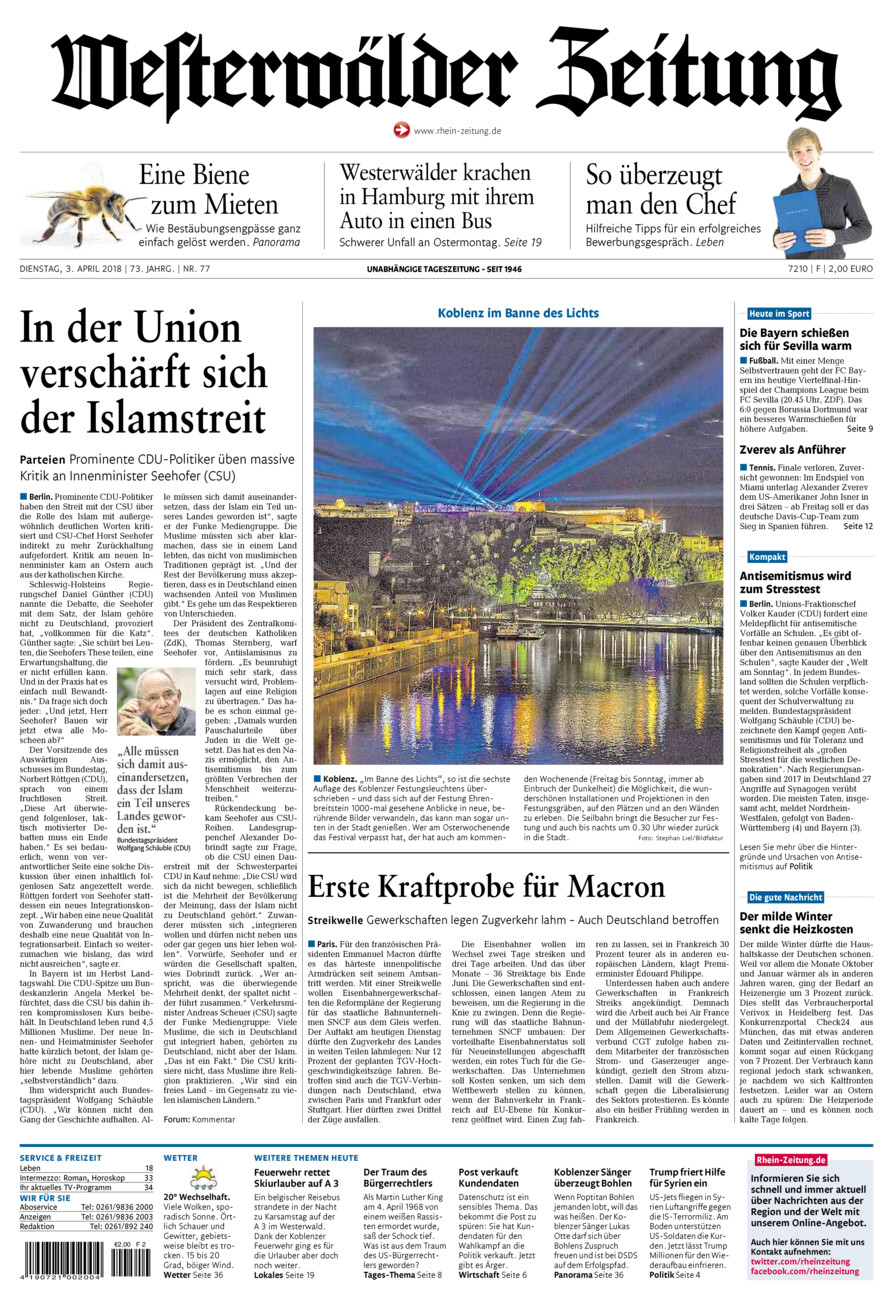 Westerwälder Zeitung vom Dienstag, 03.04.2018