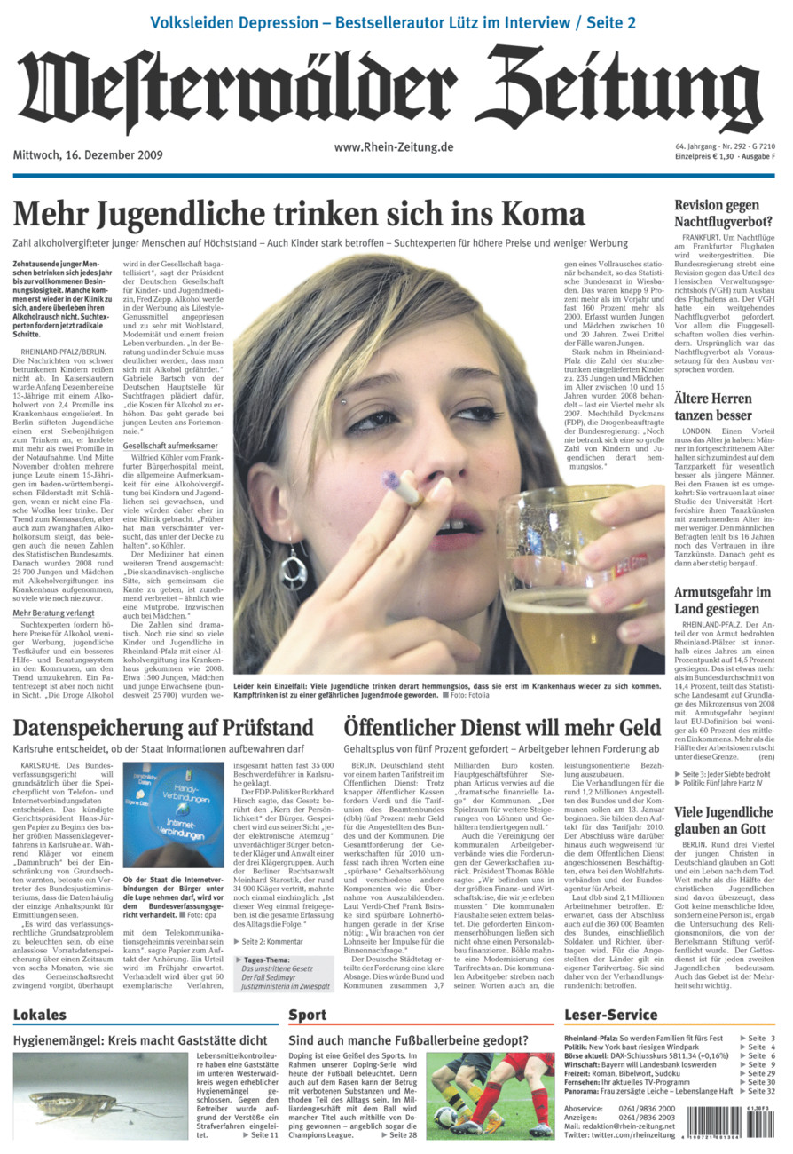 Westerwälder Zeitung vom Mittwoch, 16.12.2009