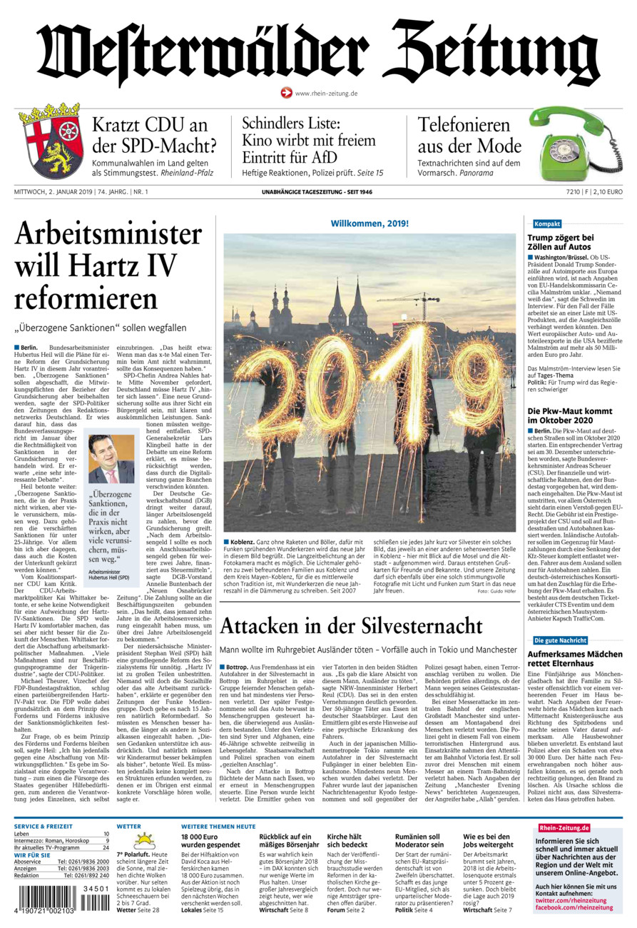 Westerwälder Zeitung vom Mittwoch, 02.01.2019