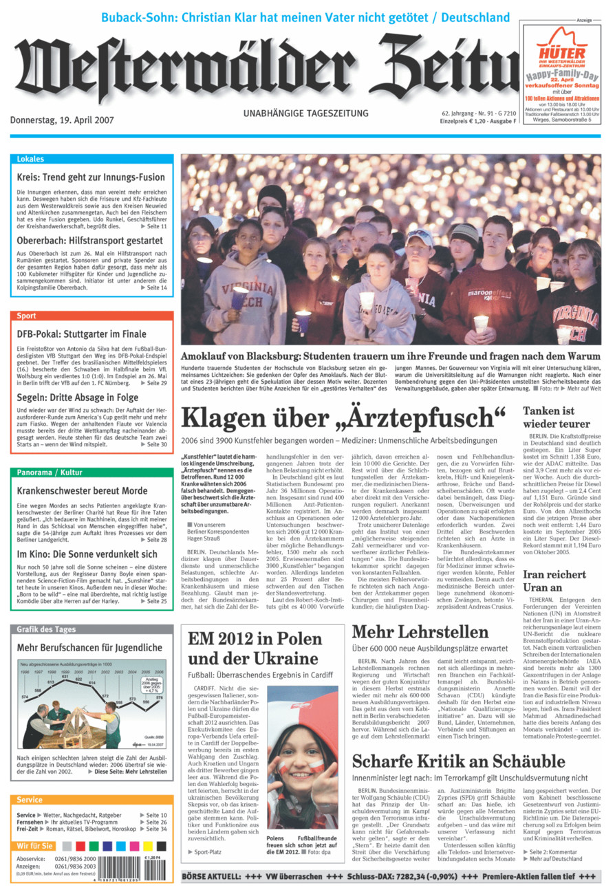Westerwälder Zeitung vom Donnerstag, 19.04.2007