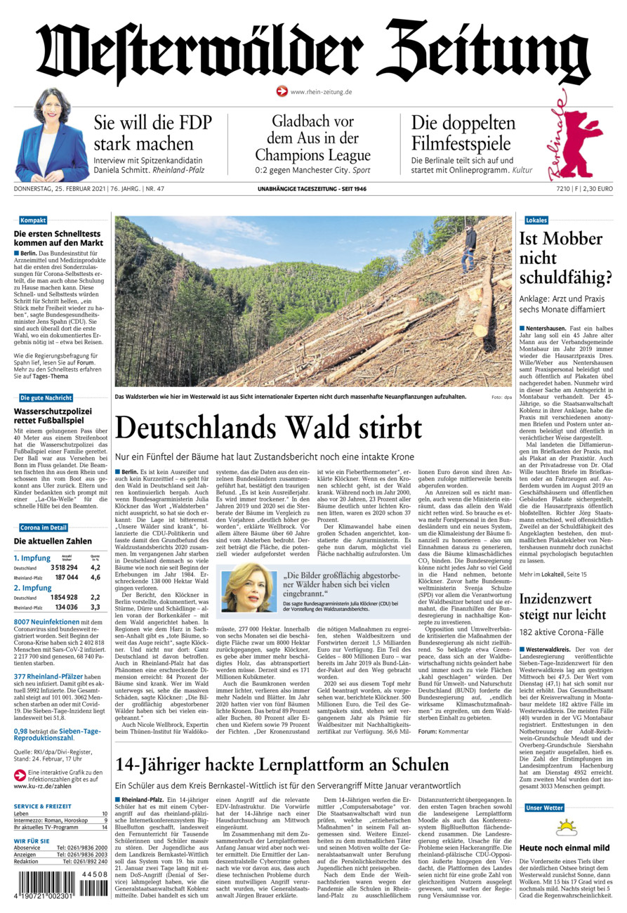 Westerwälder Zeitung vom Donnerstag, 25.02.2021