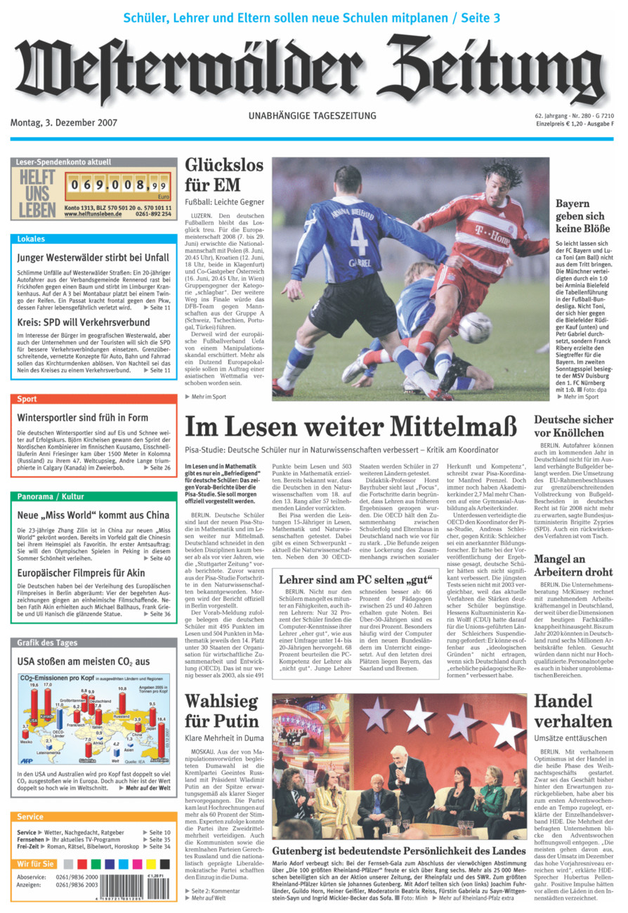 Westerwälder Zeitung vom Montag, 03.12.2007