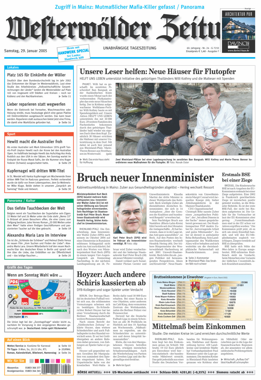 Westerwälder Zeitung vom Samstag, 29.01.2005