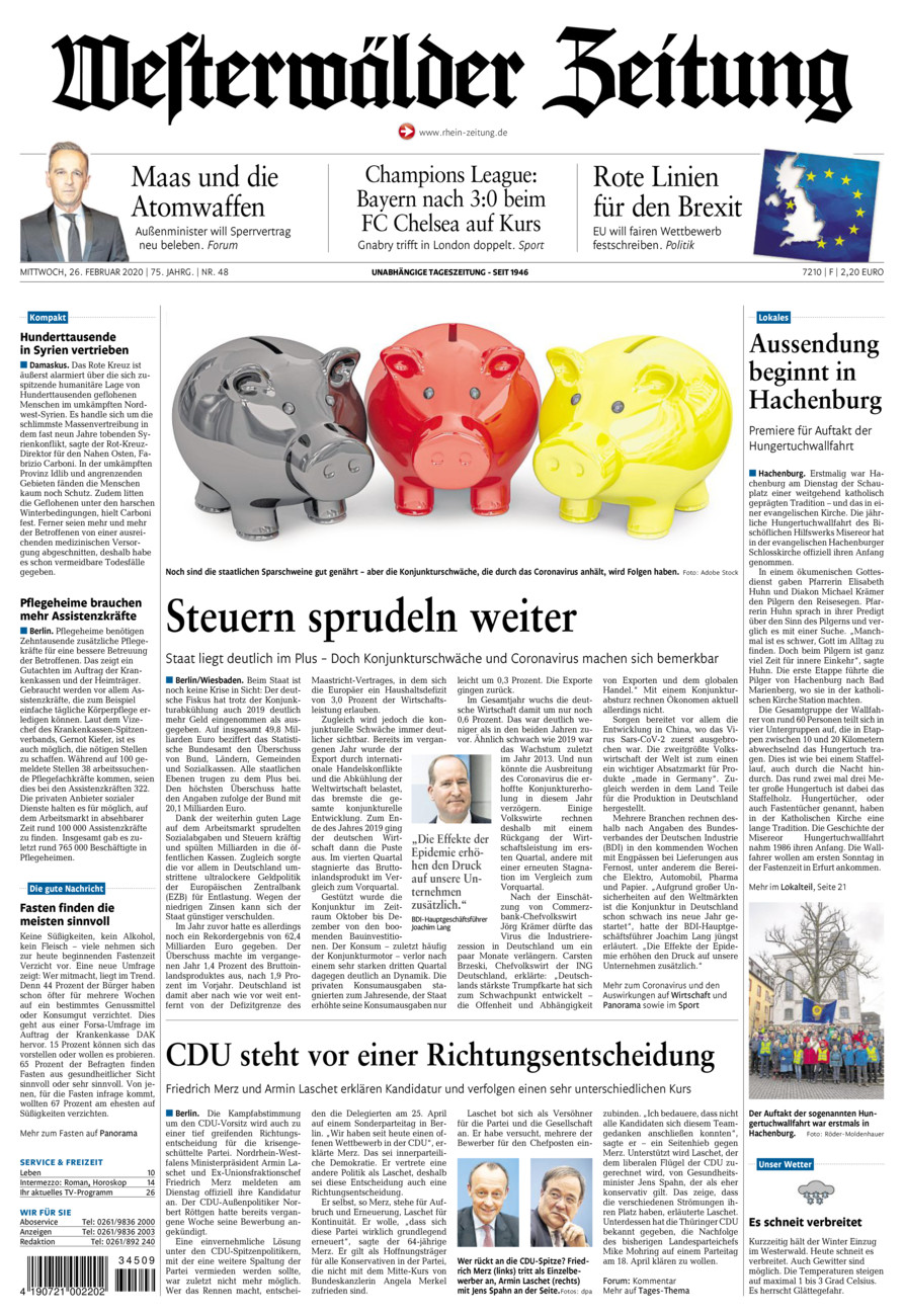 Westerwälder Zeitung vom Mittwoch, 26.02.2020