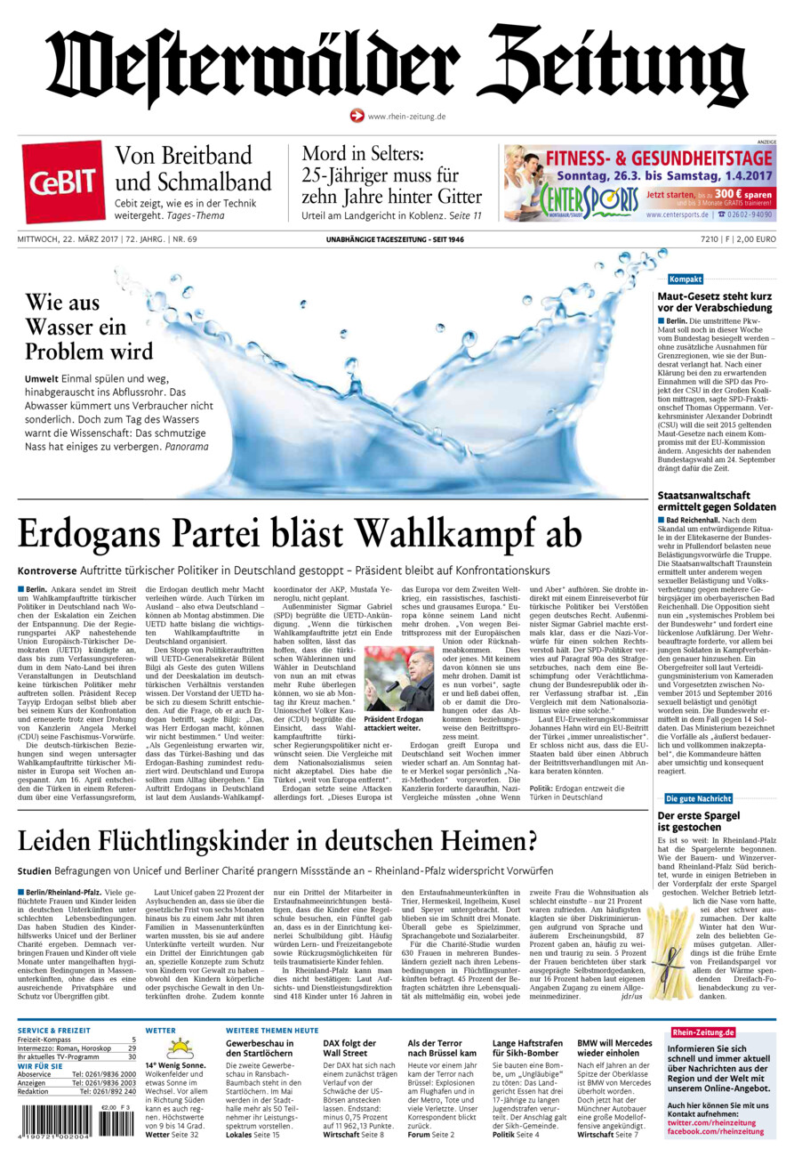 Westerwälder Zeitung vom Mittwoch, 22.03.2017