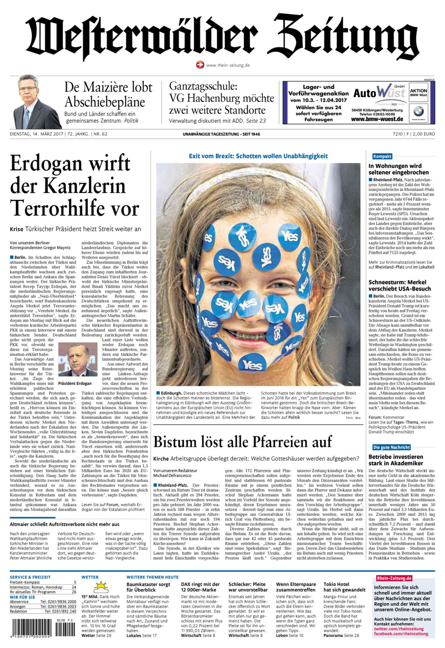 Westerwälder Zeitung vom Dienstag, 14.03.2017
