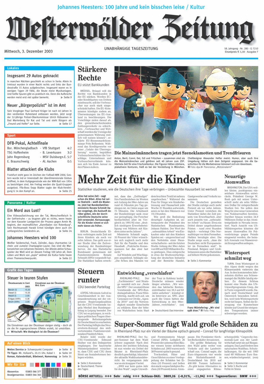 Westerwälder Zeitung vom Mittwoch, 03.12.2003