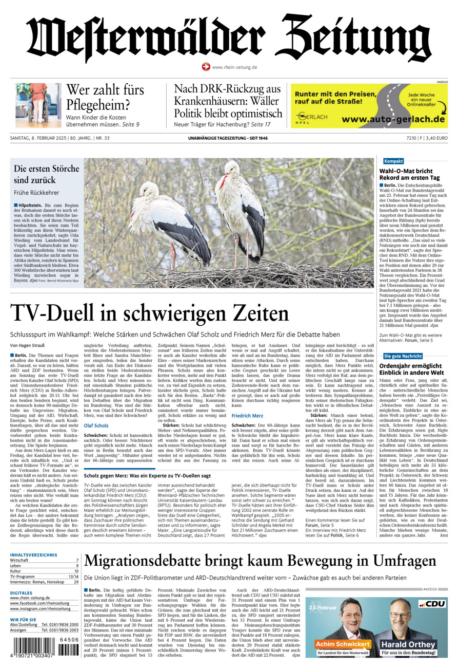 Westerwälder Zeitung vom Samstag, 08.02.2025