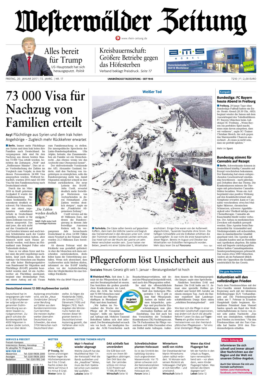 Westerwälder Zeitung vom Freitag, 20.01.2017