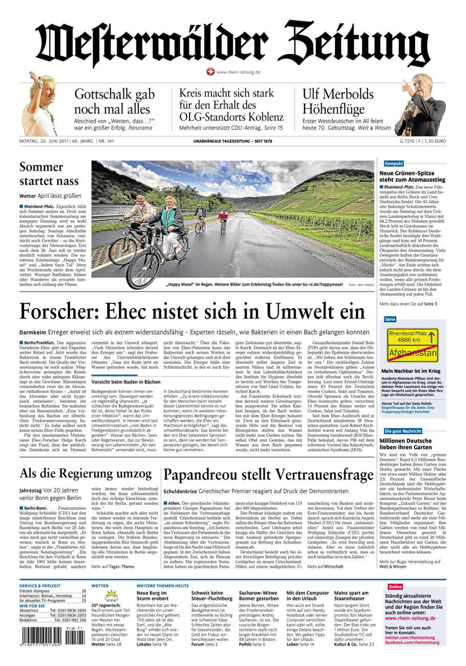 Westerwälder Zeitung vom Montag, 20.06.2011