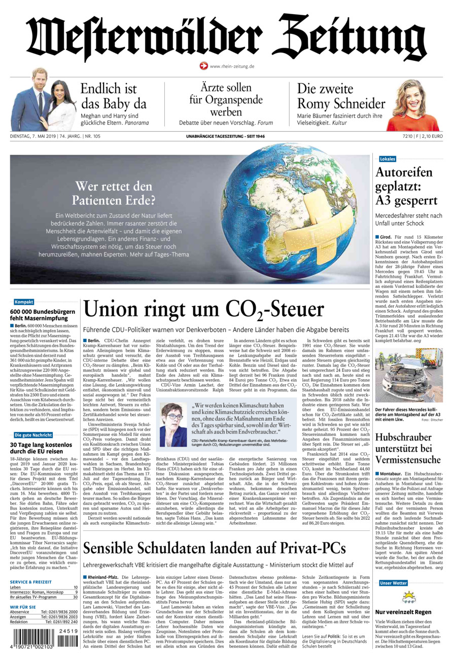 Westerwälder Zeitung vom Dienstag, 07.05.2019