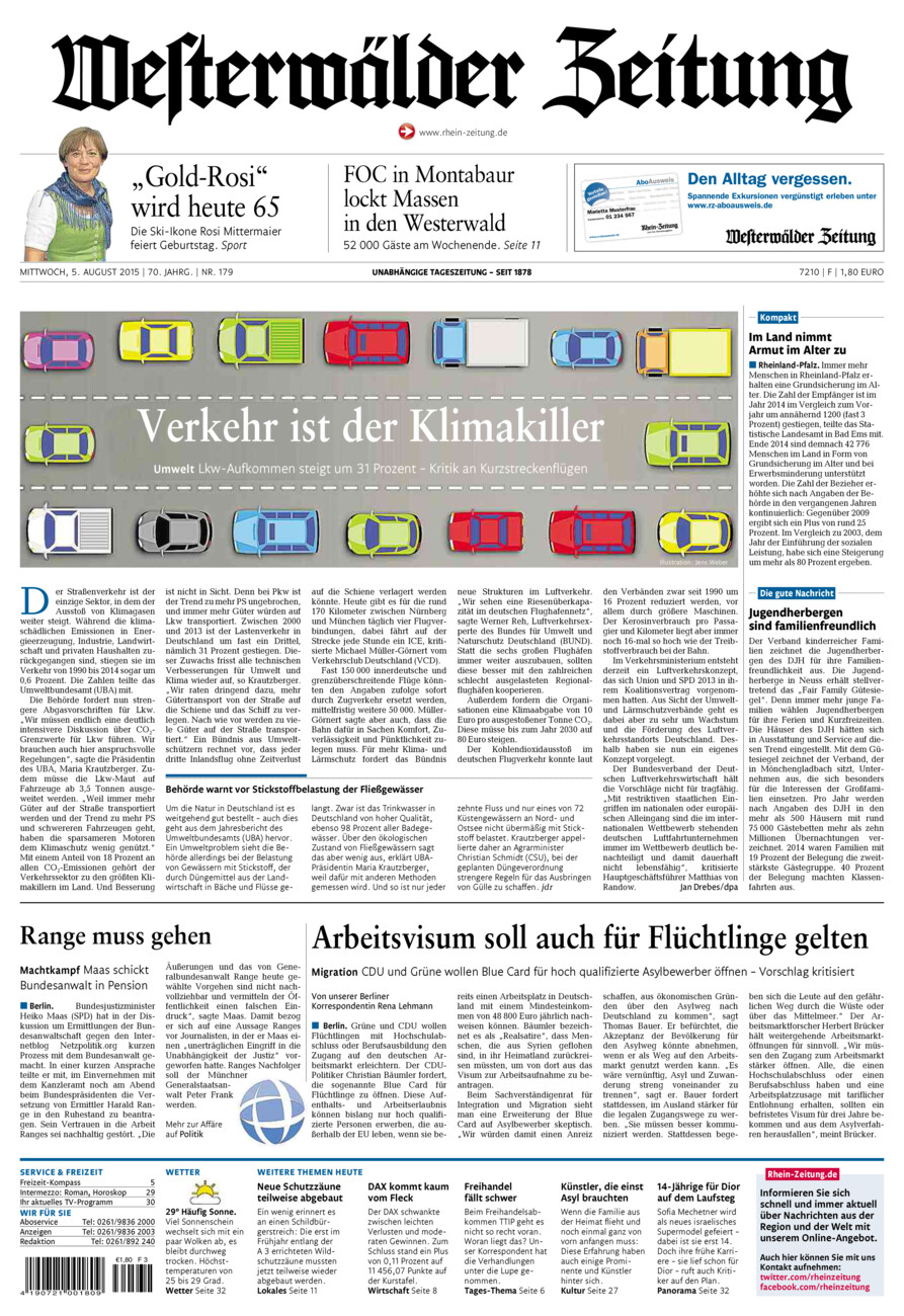 Westerwälder Zeitung vom Mittwoch, 05.08.2015