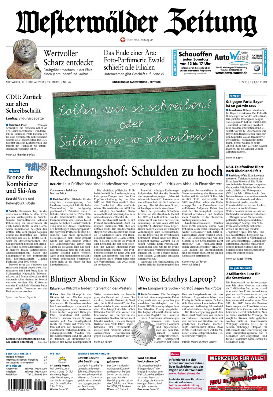 Westerwälder Zeitung vom Mittwoch, 19.02.2014