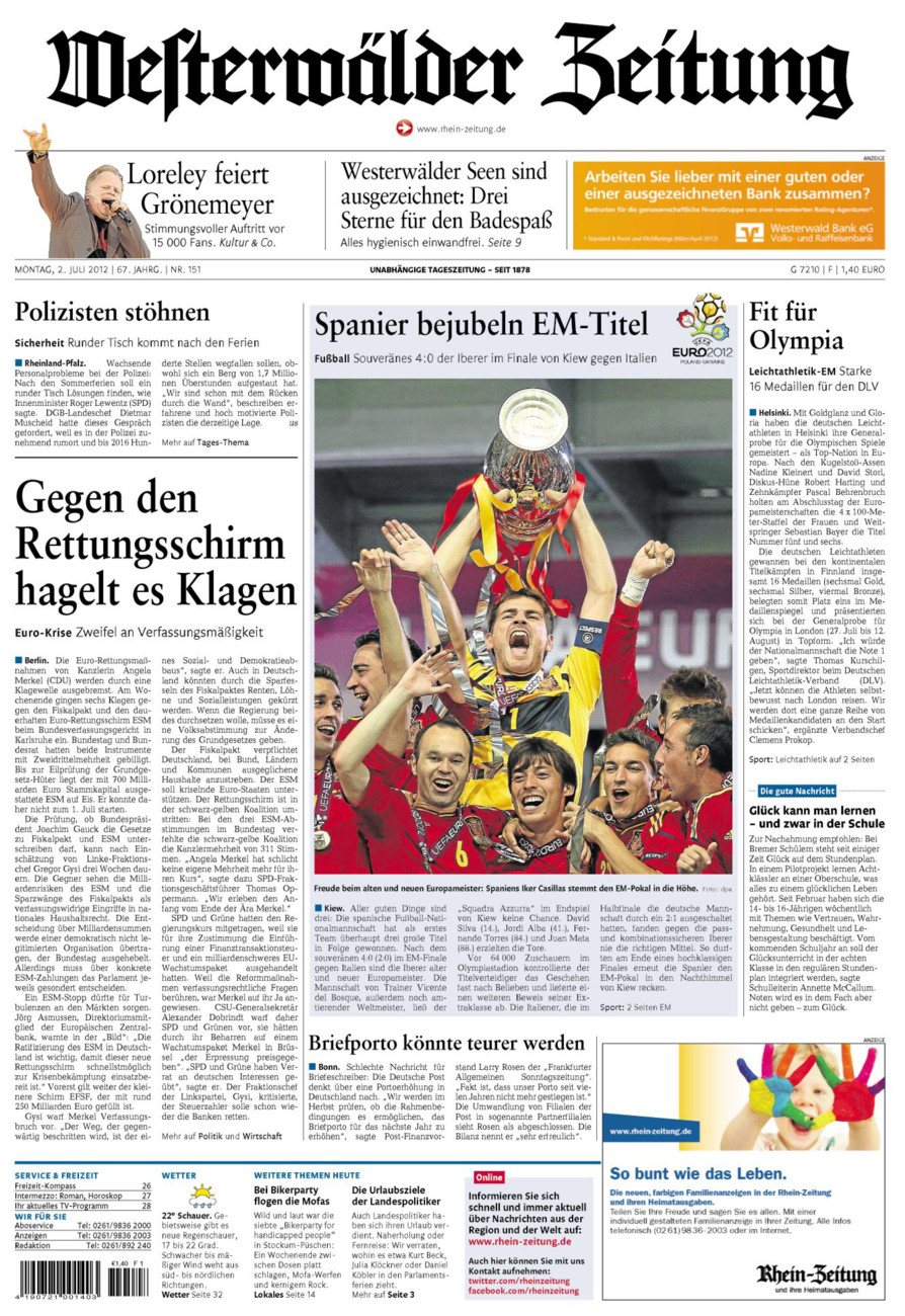 Westerwälder Zeitung vom Montag, 02.07.2012