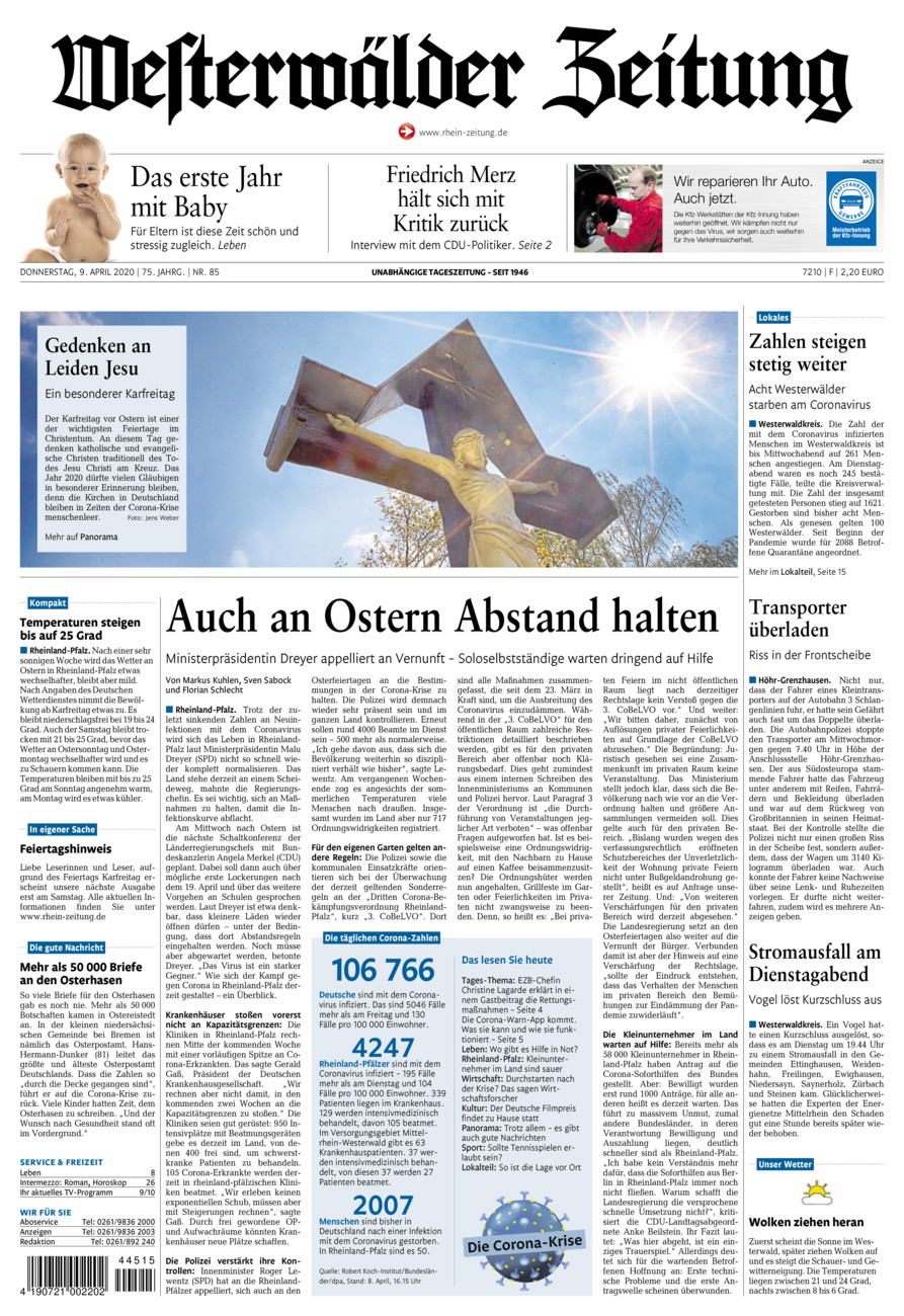 Westerwälder Zeitung vom Donnerstag, 09.04.2020