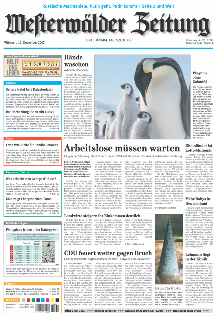 Westerwälder Zeitung vom Mittwoch, 12.12.2007
