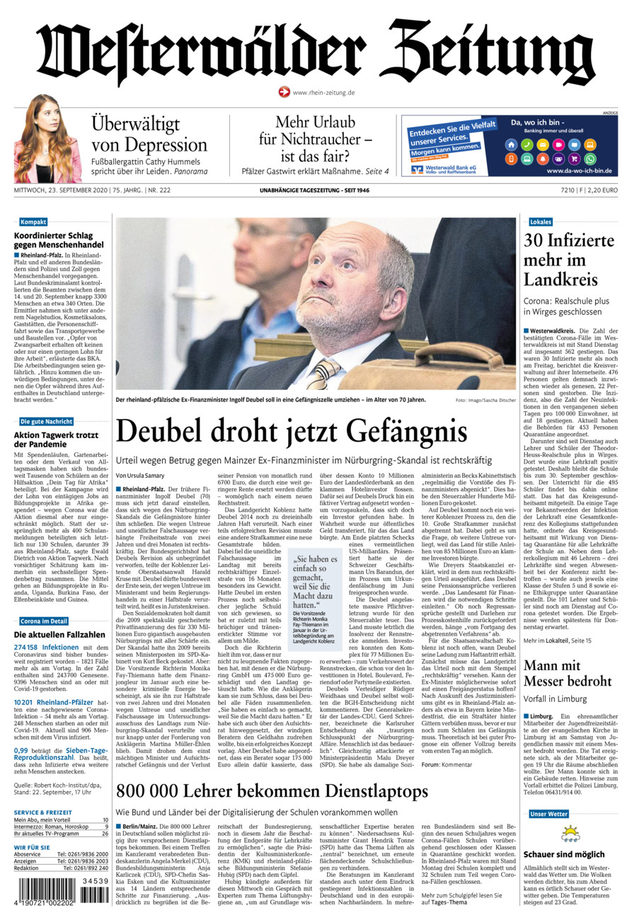 Westerwälder Zeitung vom Mittwoch, 23.09.2020