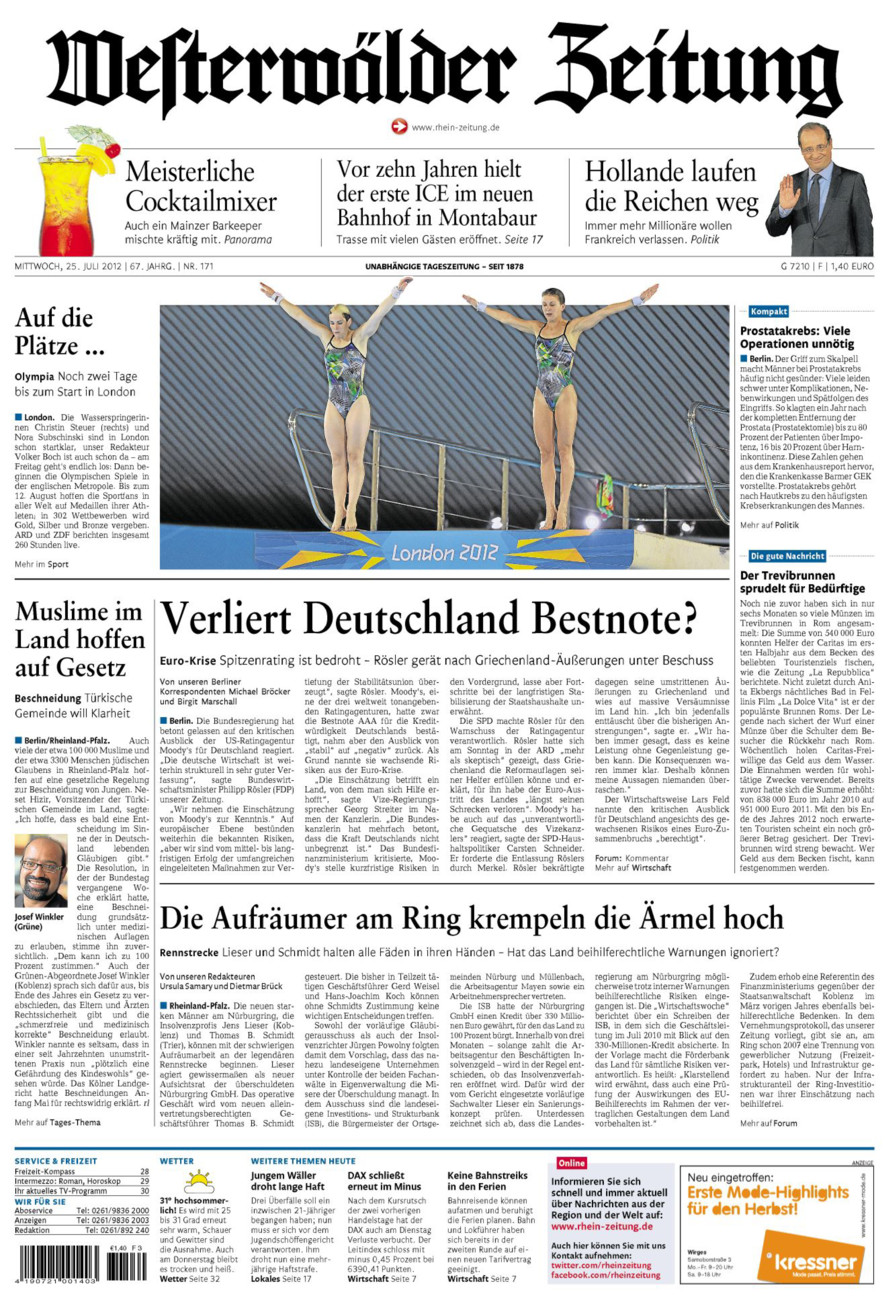 Westerwälder Zeitung vom Mittwoch, 25.07.2012